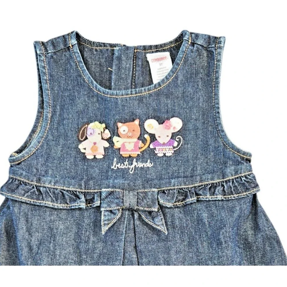 Gymboree Denim Dress Size 3T Blue Best Friends 100% Cotton Jumper Y2K Deadstock
